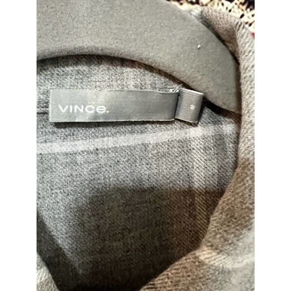 Vince Grey Black White Plaid Popover Top Size Medium - Picture 5 of 8